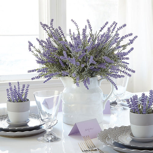 Artifical Lavenders with Green Leaves