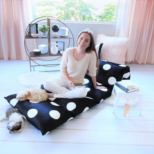 Black Polka Dot Pillow Bed Cover